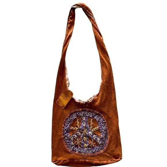 Kathmandu Handbags - Kathmandu Imports Hand-stitched Boho Hippie Sling Bag Made in Nepal